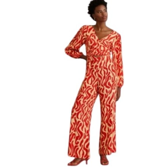 Anthropologie Faithful The Brand Womens Jumpsuit in Coral Cream LaCateau Print 2 - Picture 1 of 9